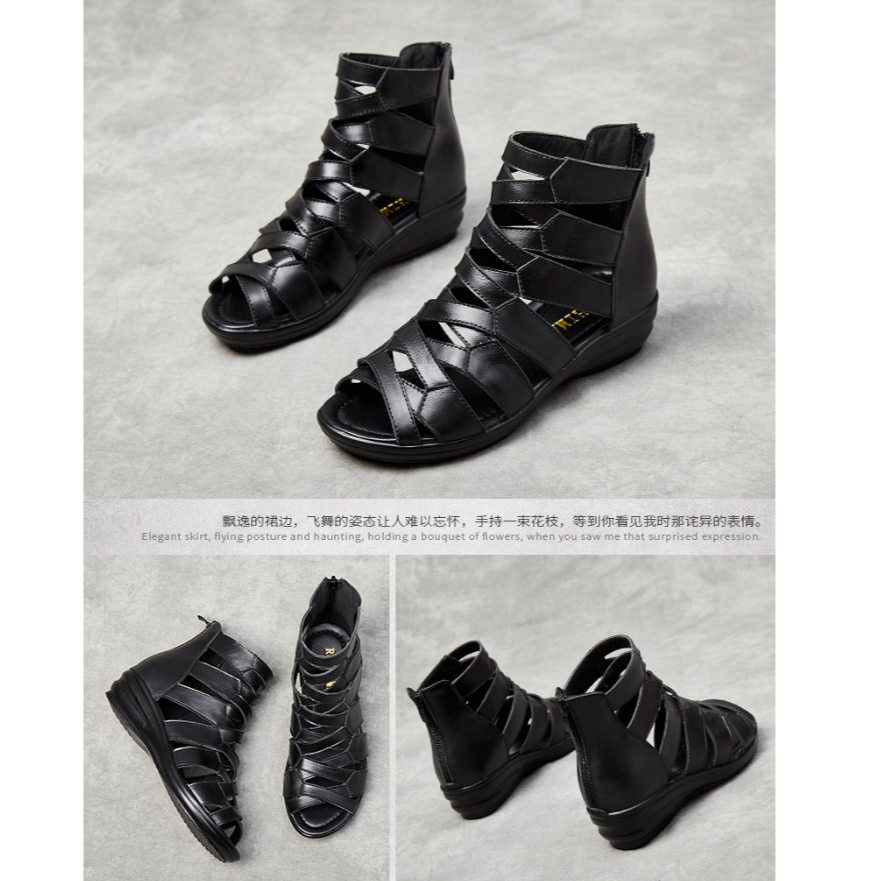 [Chính hãng] Giày sandal chiến binh nữ da xương cá basic sang trọng 4cm, giày dây LAL90- Laylalay.n