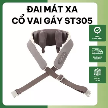 Đai massage cổ vai gáy ST305, máy mát xa cổ vai gáy đa năng, công nghệ chườm nóng, đấm bóp mới, nhiều chế độ massage