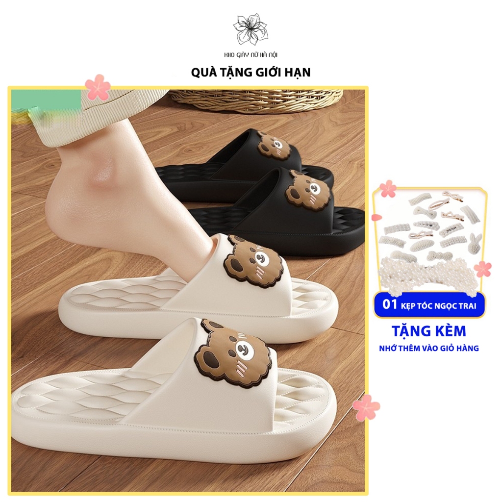 Dép nữ họa tiết cute, dép quai ngang ôm chân đi siêu êm chân