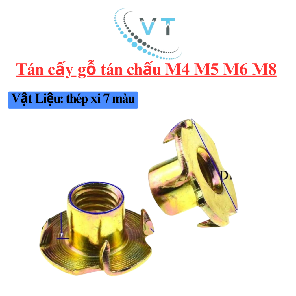 Tán cấy gỗ tán chấu M4 M5 M6 M8