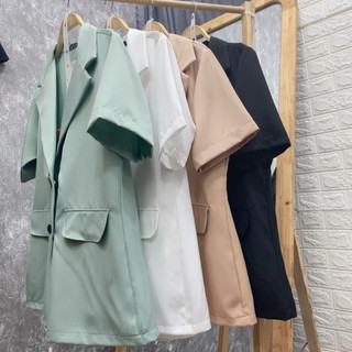 Set Vest Nữ Bigsize Áo Balazer Tay Ngắn Kèm Quần Short Lưng Chun Vải Thời Trang Công Sở SVET