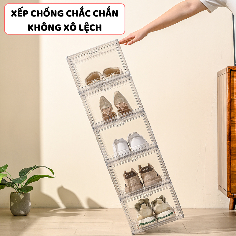 Hộp Đựng Giày Cao Cấp ENODA HOME, Hộp Đựng Giày Trong Suốt, Chịu Lực Tốt Xếp Chồng Nhiều Tầng HG021