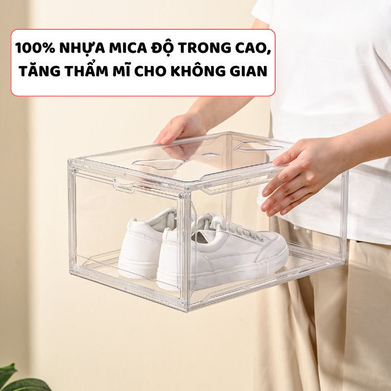 Hộp Đựng Giày Cao Cấp ENODA HOME, Hộp Đựng Giày Trong Suốt, Chịu Lực Tốt Xếp Chồng Nhiều Tầng HG021