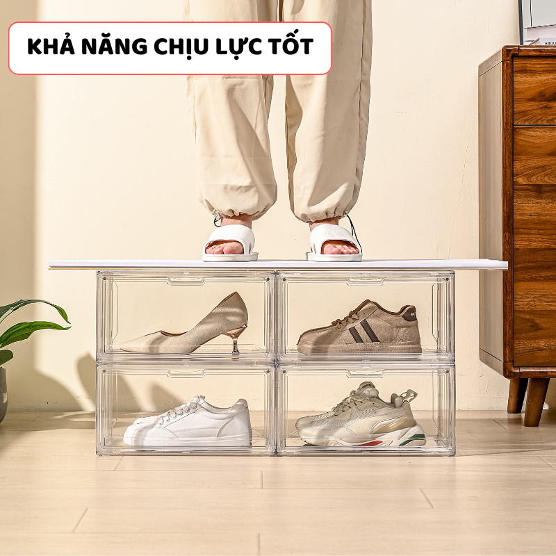 Hộp Đựng Giày Cao Cấp ENODA HOME, Hộp Đựng Giày Trong Suốt, Chịu Lực Tốt Xếp Chồng Nhiều Tầng HG021