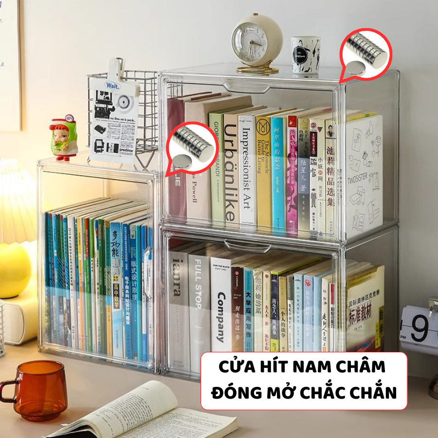 Hộp Đựng Sách ENODA HOME, Hộp Bảo Quản Sách Có Thể Xếp Chồng, Nhựa Mica Trong Suốt Cao Cấp HTS024