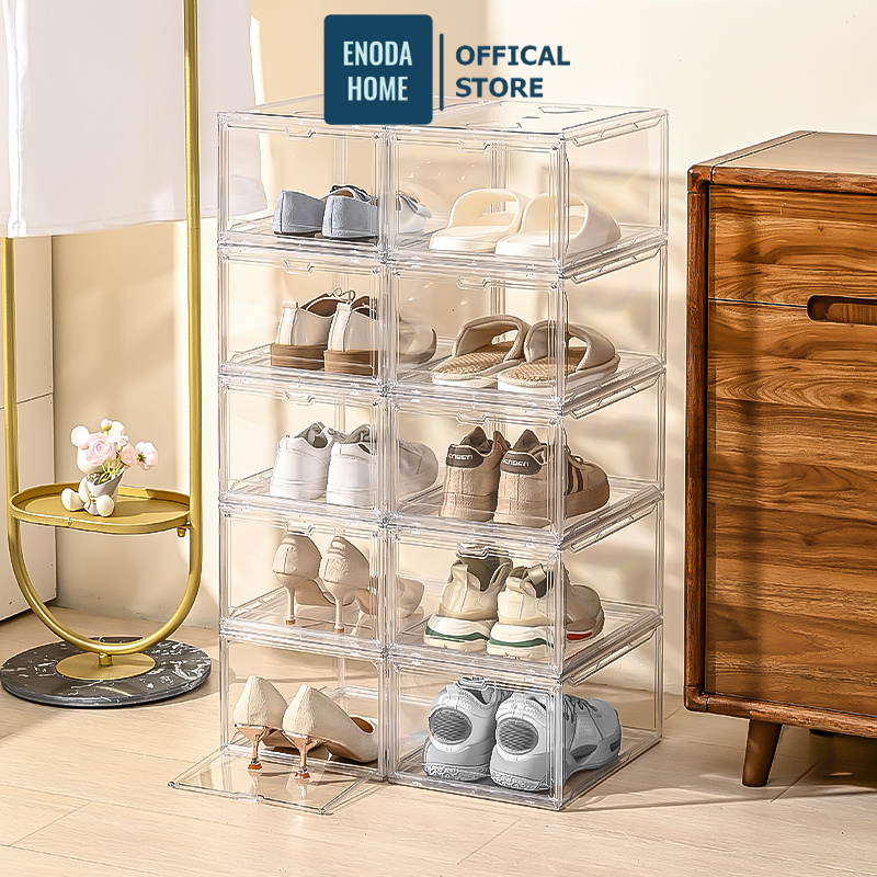 Hộp Đựng Giày Cao Cấp ENODA HOME, Hộp Đựng Giày Trong Suốt, Chịu Lực Tốt Xếp Chồng Nhiều Tầng HG021