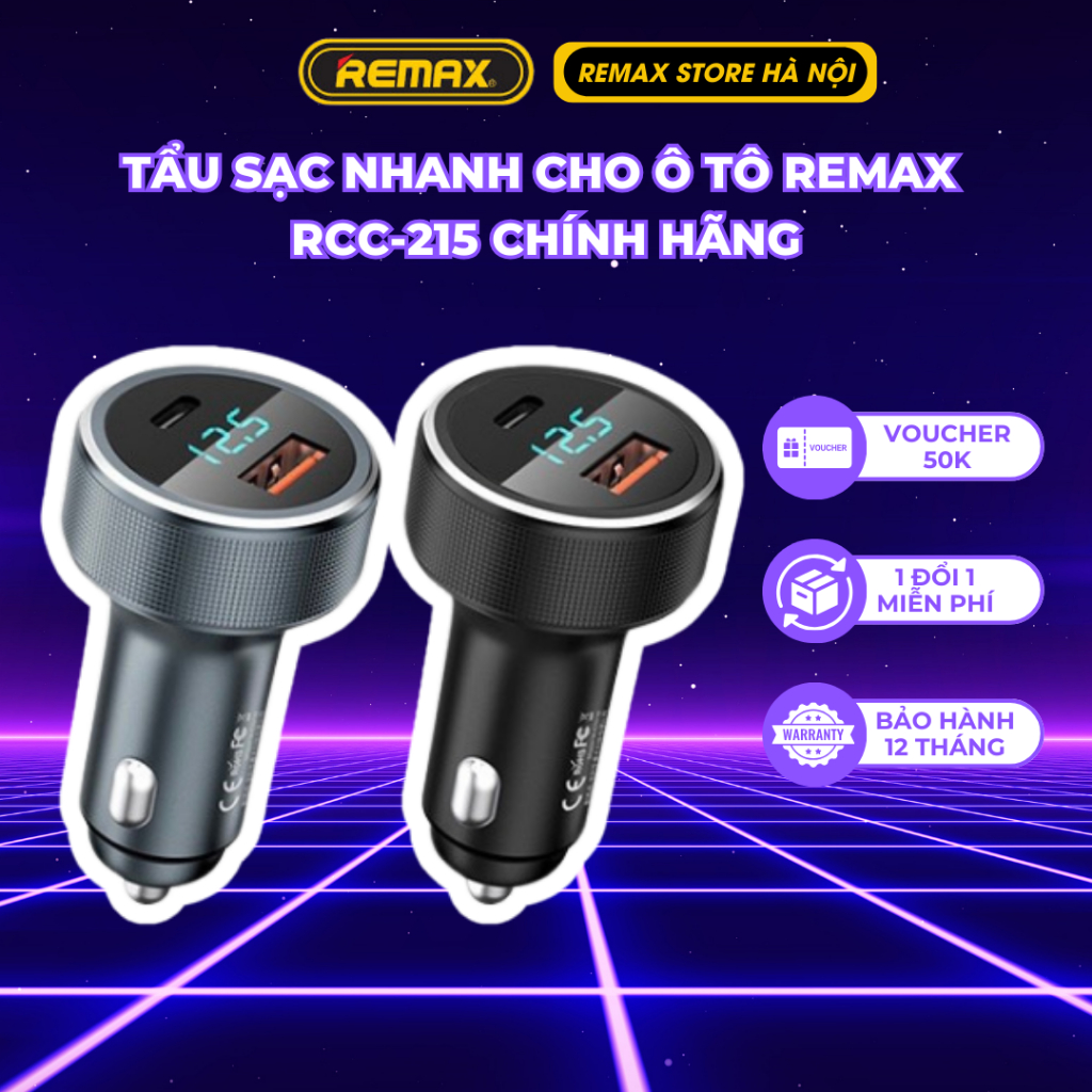(CHÍNH HÃNG) Tẩu sạc nhanh cho ô tô Remax RCC-215 2 cổng 58.5W bảo hành ...