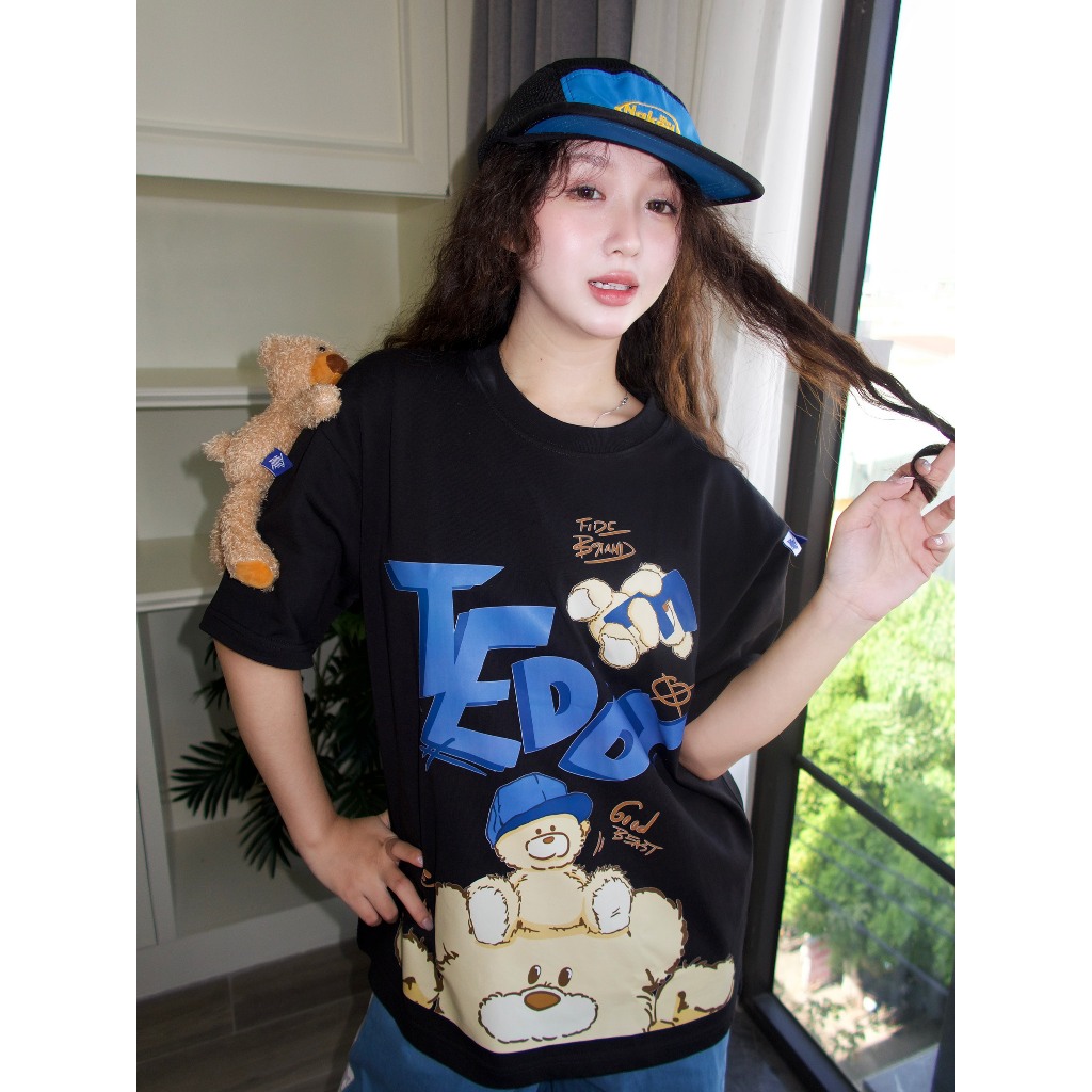 Ảnh Áo thun FIDE TEDDY phông unisex form rộng local brand nam nữ cổ tròn oversize Đínhgấu AT43(TẶNG GẤU) 3