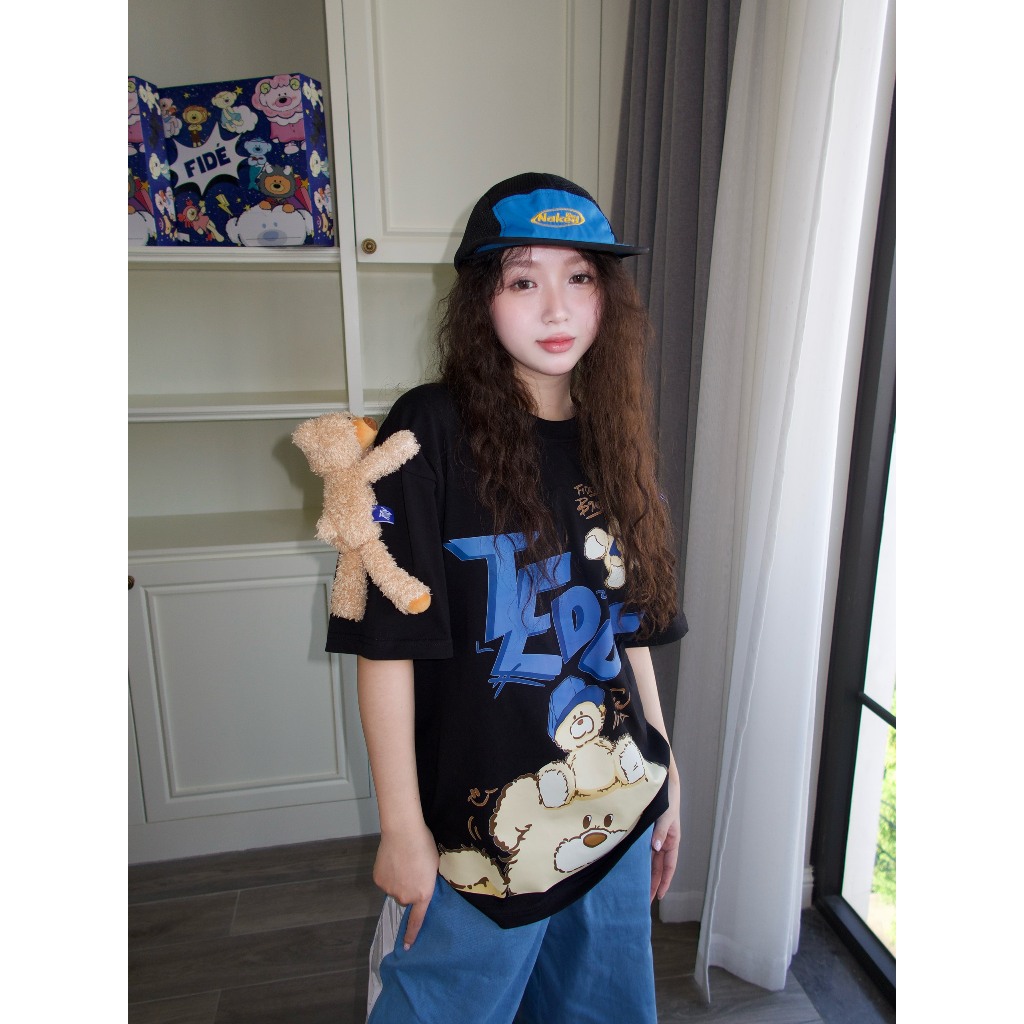 Ảnh Áo thun FIDE TEDDY phông unisex form rộng local brand nam nữ cổ tròn oversize Đínhgấu AT43(TẶNG GẤU) 2