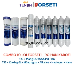 Combo 10 Lõi Lọc Nước FORSETI Gồm 123 - Màng RO Hàn/Màng RO Mỹ + T33, Mineral, Hồng Ngoại, Alkaline, Hydrogen, Nano
