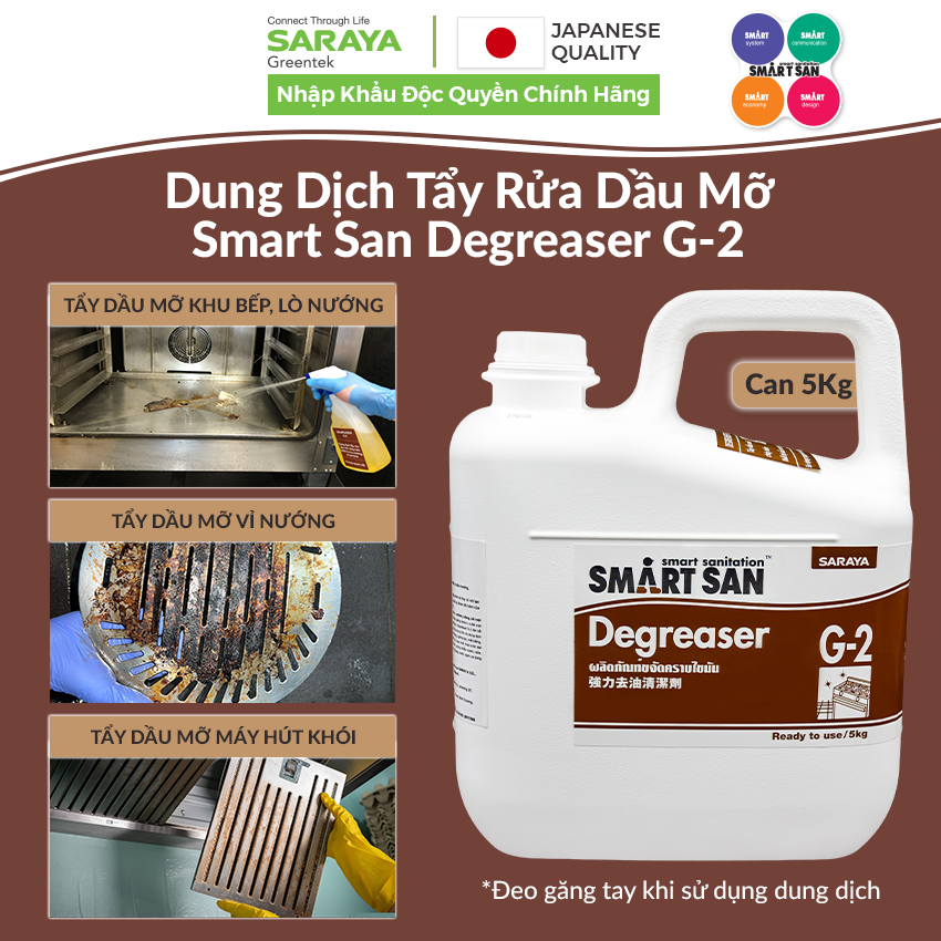 Ảnh Dung dịch tẩy rửa dầu mỡ gốc kiềm Saraya Smart San Degreaser G-2 - Can 5Kg 1