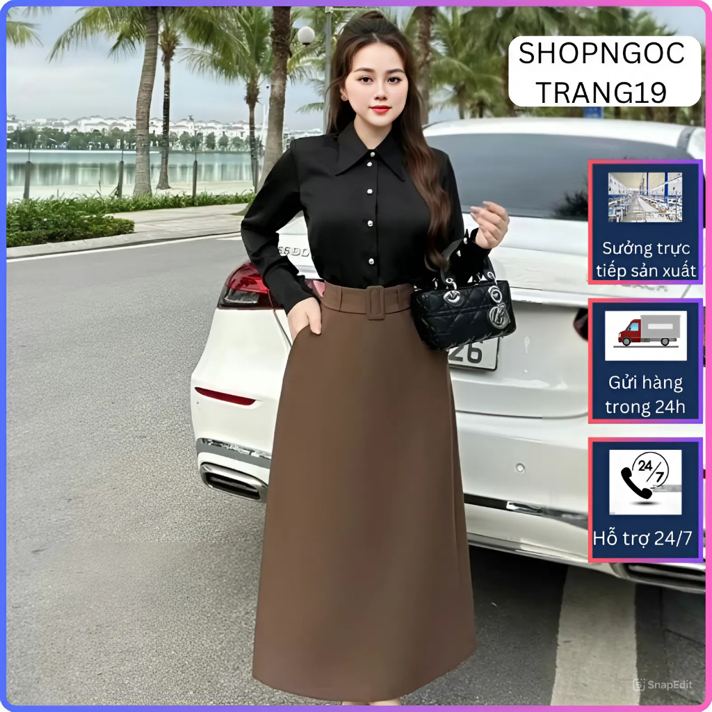 Chân Váy Chữ A Dáng Dài 80cm Hách Dáng Che Khuyết Điểm Cho Các Nàng_SHOPNGOCTRANG19_Thời Trang Nữ 2024_CV61