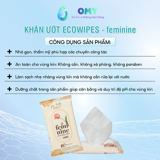 Khăn ướt vệ sinh vùng kín, an toàn hơn so với khăn ướt, dùng thay dung dịch vệ sinh phụ nữ. Ecowipes dễ chịu thơm mát