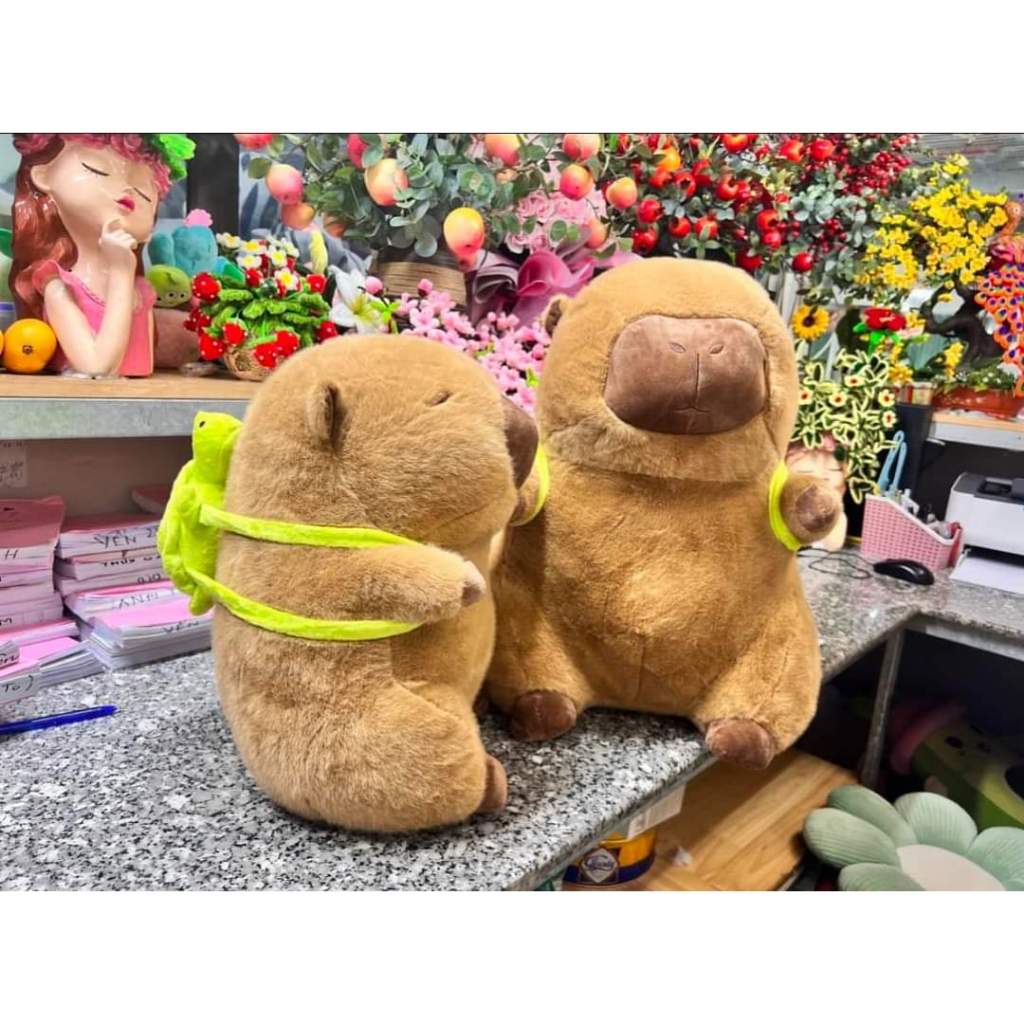 Capybara Đeo Balo Rùa Dễ Thương Gấu Bông Capybara Balo Rùa Phụ Kiện Có Thể Tháo Rời Gấu Capybara Vải Lông Cao Cấp
