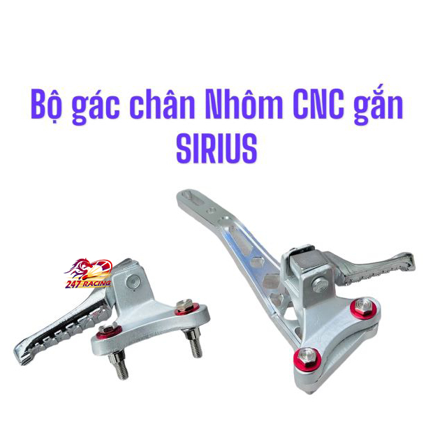 Gác chân malay V1 + bát cheo pô cnc lắp đặt SIRIUS kèm long đền đỏ và ốc Inox Phay Thái