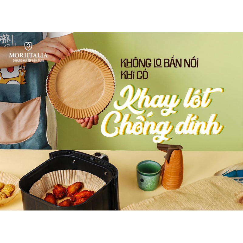 Ảnh Bộ 50 Khay Giấy Lót Chống Dính Nồi Chiên Không Dầu Hình Tròn Annapurna  011150 / 011167-BRO 2