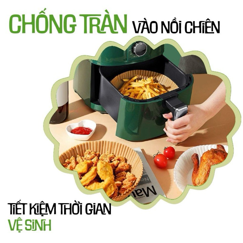 Ảnh Bộ 50 Khay Giấy Lót Chống Dính Nồi Chiên Không Dầu Hình Tròn Annapurna  011150 / 011167-BRO 3