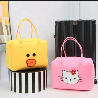 T&T0099 Túi du lịch vải nỉ, túi đựng mỹ phẩm vật dụng cá nhân hoạ tiết hoạt hình cỡ lớn