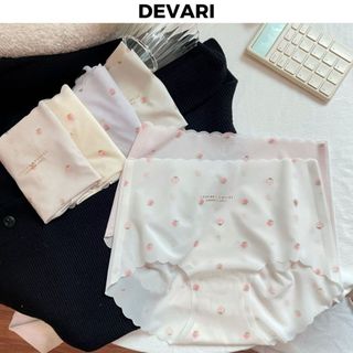 Quần lót su nữ mỏng mịn tàng hình đáy lót kháng khuẩn họa tiết dâu tây dễ thương cute DEVARI L1027