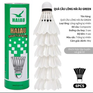 Ống Cầu Lông Hải Âu Xanh Lá 6-12 Quả Chất Liệu Lông Ngỗng Tự Nhiên Hàng Chính Hãng
