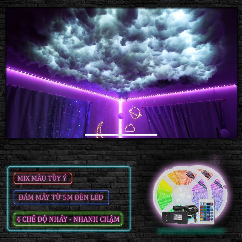 🔥 Dèn Led nháy đuổi 10M ARGB trang trí đám mây decor RGB 5V Cổng USB ...