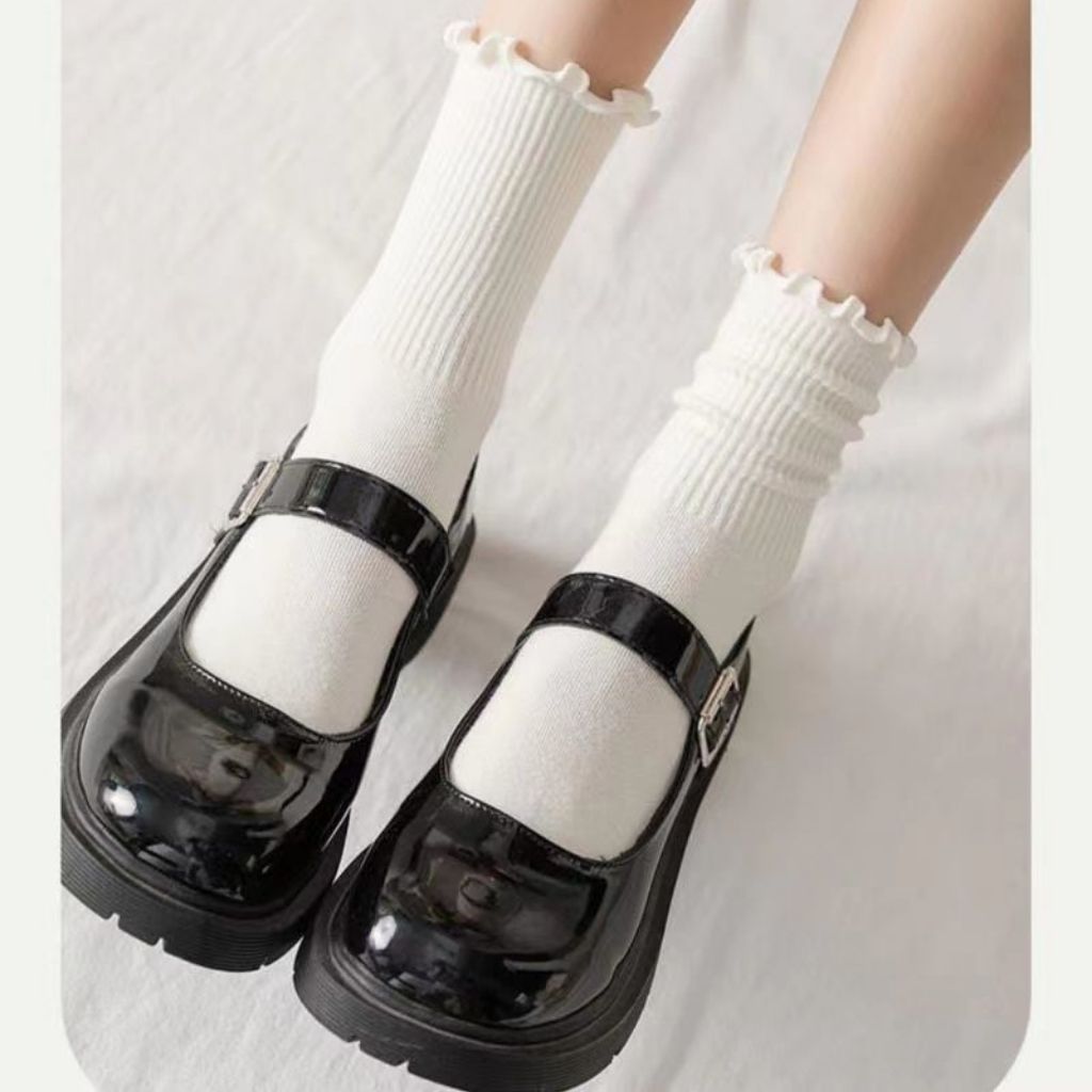 Tất cổ cao nữ trơn cotton mềm mịn - Vỡ nữ viền nhún ôm chân thoải mái ZANABRA T23
