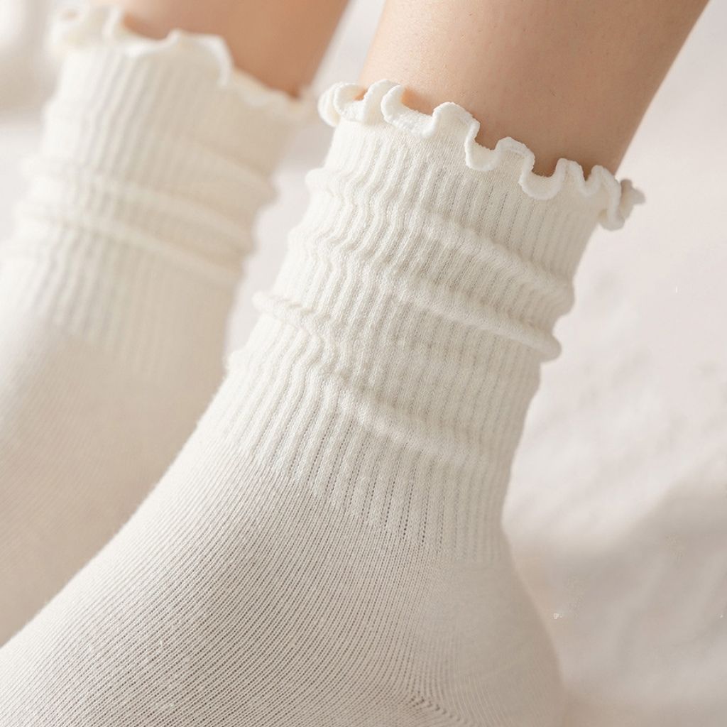 Tất cổ cao nữ trơn cotton mềm mịn - Vỡ nữ viền nhún ôm chân thoải mái ZANABRA T23