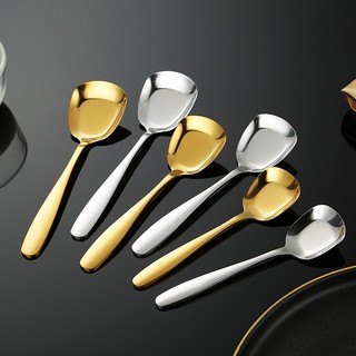 Combo 5 muỗng vuông lớn đáy vuông  ăn cơm ăn súp  loại trung inox 304 có 2 màu vàng và bạc
