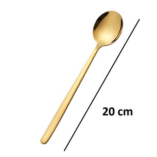Set 2 muỗng vàng hàn bầu  ăn cơm cán dài inox 304 bản dài 20.4 x 4 cm  - Muỗng Cán Dài