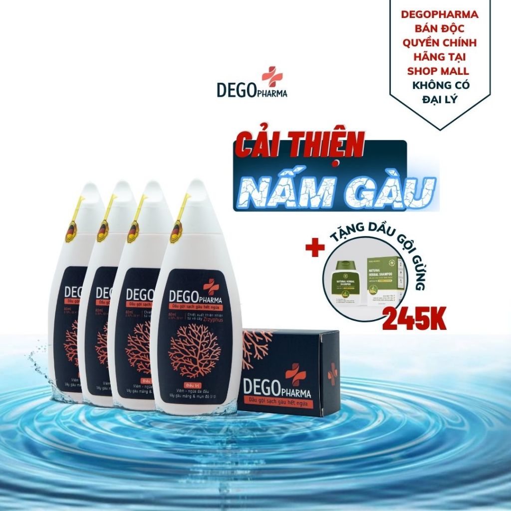 Ảnh Combo 4 Dầu Gội Đầu Sạch Nấm Da Đầu DEGO PHARMA 80ml - Dứt Điểm Gàu Ngứa & Vảy Nến - Á Sừng 1