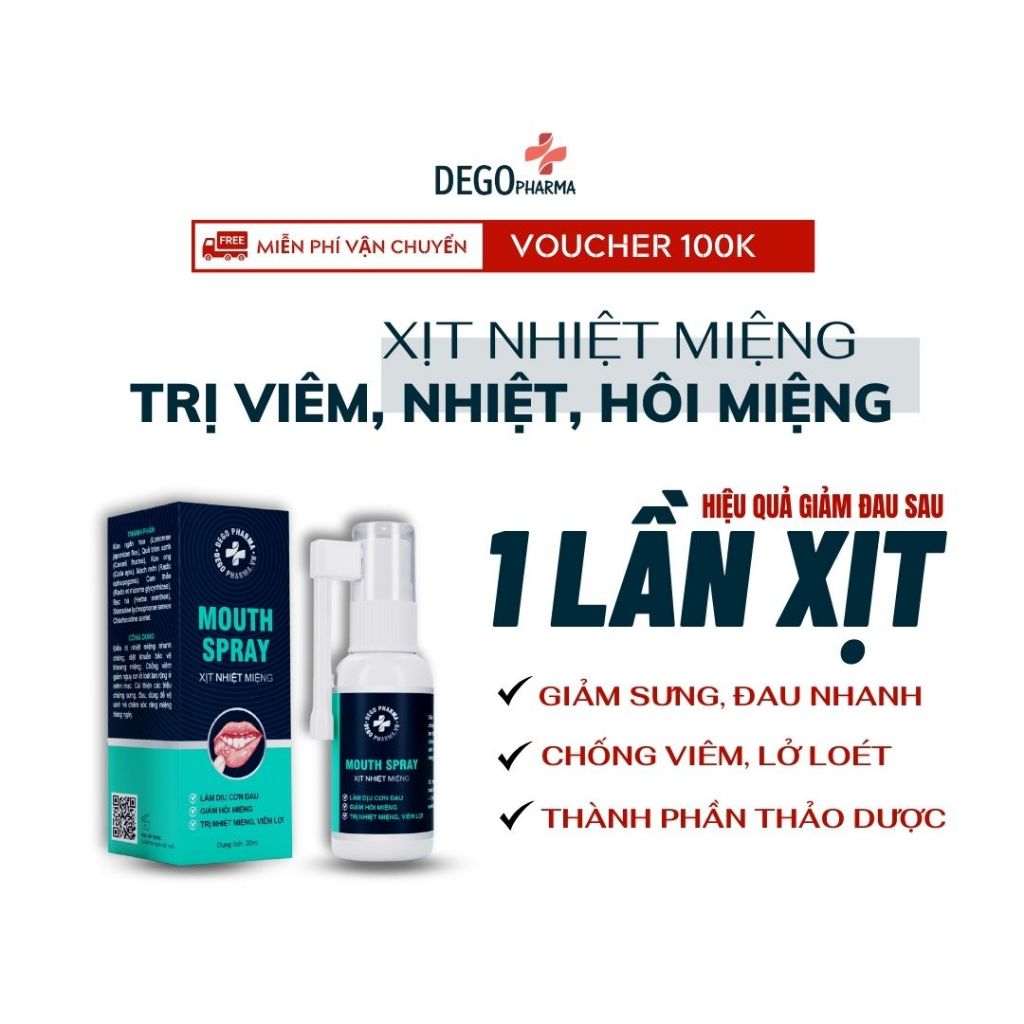 Ảnh Xịt Dứt Điểm Nhiệt Miệng, Nhiệt lưỡi, Lở môi, Viêm Lợi Dego Pharma - Dịu Cơn Đau Loét Miệng, Hết Hôi Miệng 1