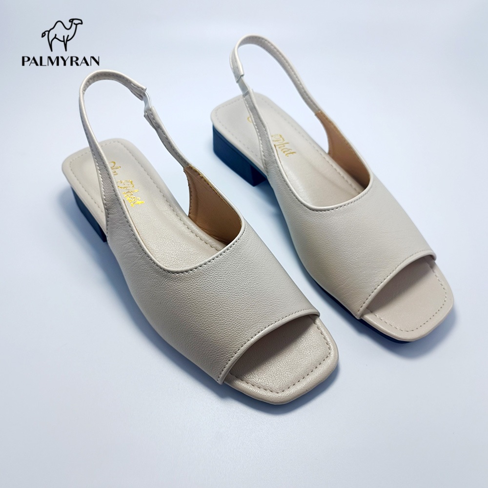 Dép da nữ quai hậu da sịn thật mã DN37 cao 3cm