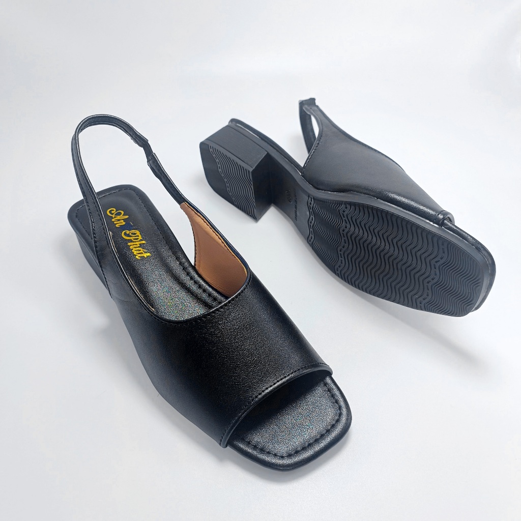 Dép da nữ quai hậu da sịn thật mã DN37 cao 3cm
