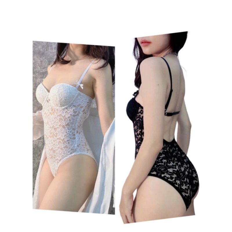 • Bộ bodysuit ren sexy có gọng mút cố định lên form ngực đẹp mút mỏng nhẹ