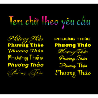 Tem tên theo yêu cầu - kích thước 17cm - dán xe máy . nón bảo hiểm ( màu crom vàng )