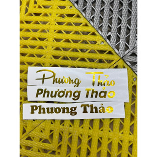 Tem tên theo yêu cầu - kích thước 17cm - dán xe máy . nón bảo hiểm ( màu crom vàng )