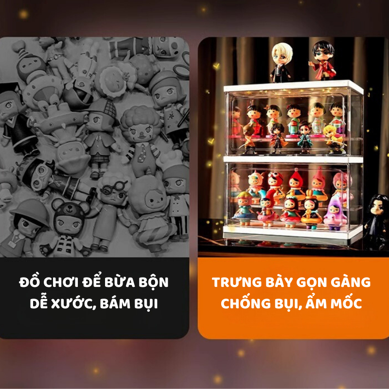 Hộp Trưng Bày Lego ENODA HOME, Hộp Trong Suốt Đựng Đồ Chơi Nhiều Tầng, Tủ Bảo Quản Mô Hình HTS001