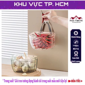 * Mẫu mới * Giỏ nhựa trong suốt treo tường đựng hành tỏi, đựng đồ nhà bếp - đa năng, tiện dụng