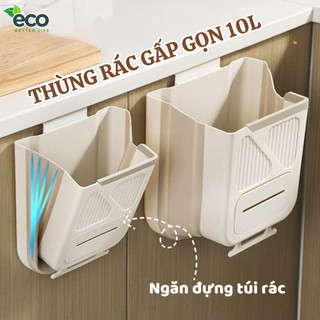 Thùng rác treo tủ bếp gấp gọn thông minh ECO dung tích 10L có ngăn đựng túi rác tiện lợi