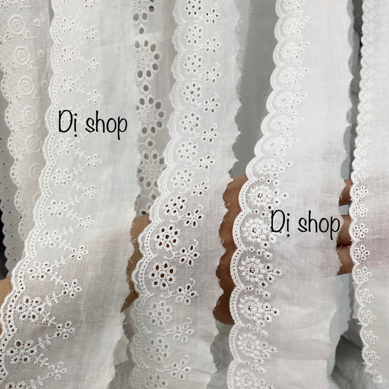 REN VẢI THÔ COTTON THÊU MỀM MỊN BẢN 3-10cm ( giá 1 mét) | Shopee Việt Nam