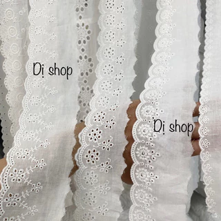 giá 2m REN VẢI THÔ COTTON THÊU MỀM MỊN BẢN 3-10cm