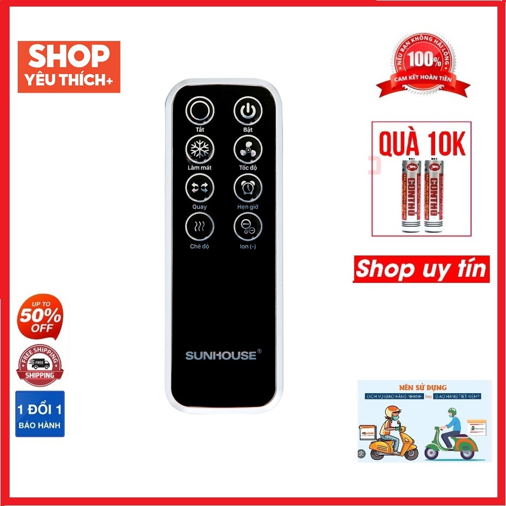 Remote Điều khiển quạt điều hòa sunhouse SHD7742 màu đen hàng chính hãng mới 100%  Tặng kèm pin !