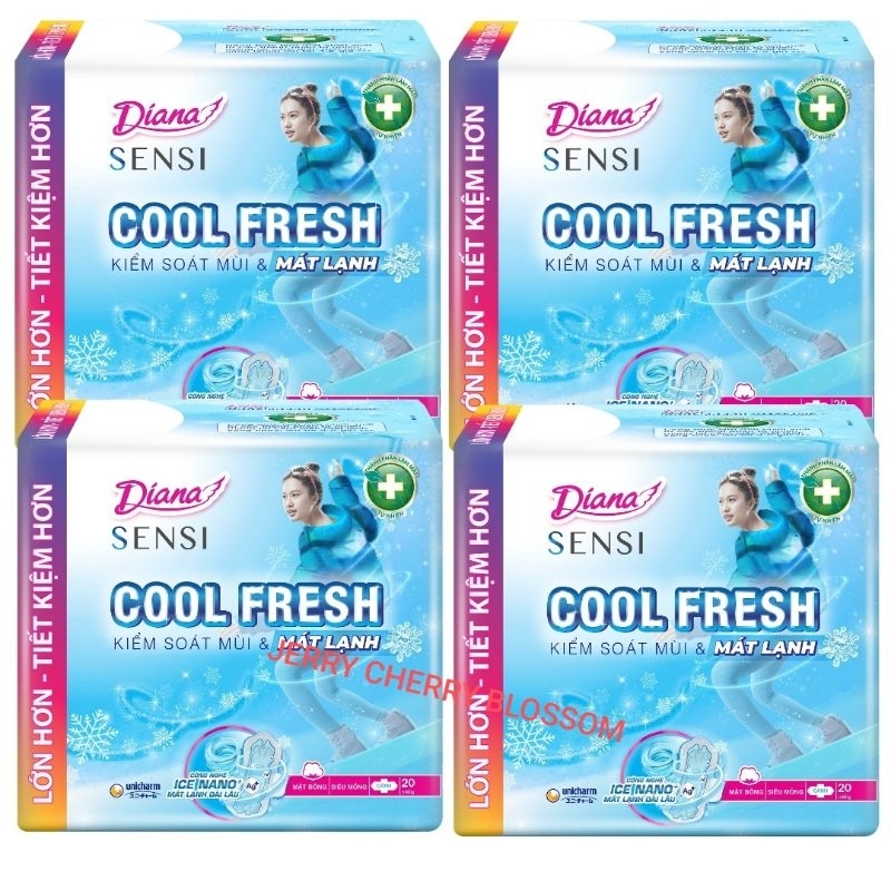 Combo 4 GÓI HOẶC 2 GÓI Diana sensi cool fresh mỏng cánh/không cánh 20 MIẾNG HOẶC 38 MIẾNG)