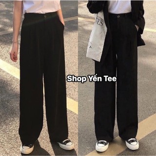 Quần vải ống suông 1 cúc ,cạp cao thiết kế xếp ly Yến Tee Shop mặc che khuyết điểm nữ #2229 #608