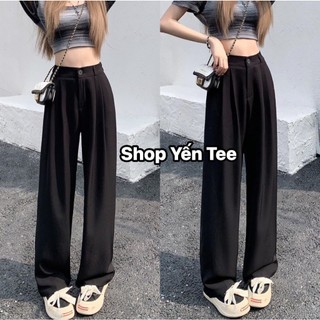 Quần vải ống suông 1 cúc ,cạp cao thiết kế xếp ly Yến Tee Shop mặc che khuyết điểm nữ #2229 #608