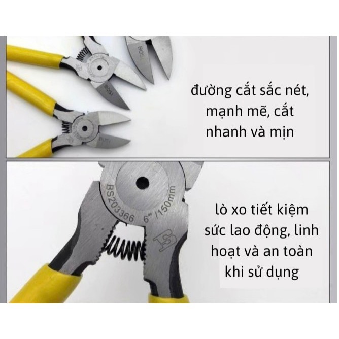 Kìm cắt Bosi 5 inch,kìm nhọn,kìm mỏ nhọn,kìm điện Bosi,kìm cắt chân linh kiện,kềm cắt,kềm nhọn,kìm đa năng,kềm đa năng