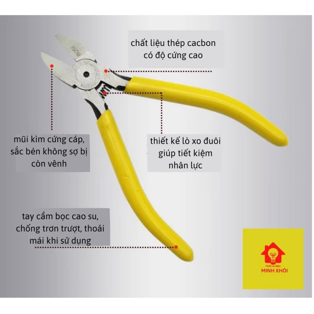 Kìm cắt Bosi 5 inch,kìm nhọn,kìm mỏ nhọn,kìm điện Bosi,kìm cắt chân linh kiện,kềm cắt,kềm nhọn,kìm đa năng,kềm đa năng