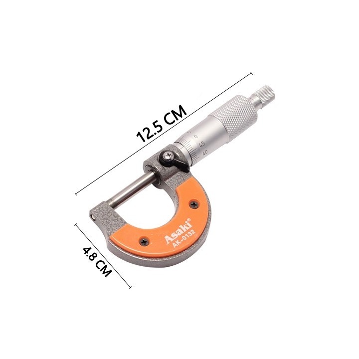 Panme đo ngoài cơ khí Asaki AK-0132,panme Asaki 0-25mm,thước panme đo ngoài,panme cơ,sản phẩm panme,thước kẹp panme