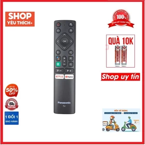 Điều khiển tivi panasonic giọng nói loại ngắn 1 nút xanh, Remote TV panasonic có mic giọng nói