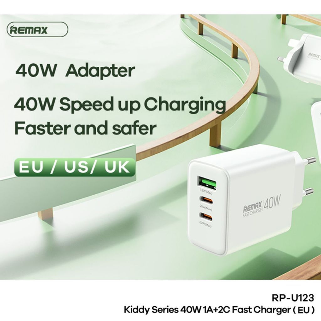 Củ sạc nhanh 3 cổng 40W Remax RP-U123 ( 2 cổng C + 1 cổng A ) | Shopee ...